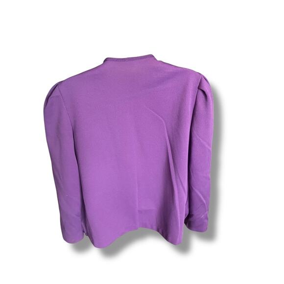 Vintage Purple Open Front Blazer Jacket Women’s Puff Shoulder Pockets Size M - Picture 5 of 8